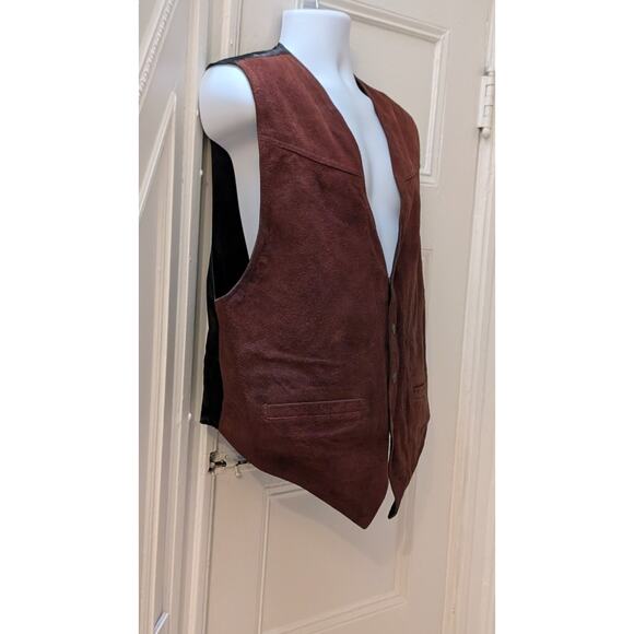 Paragraff Clothing Co Burgundy Red Suede Leather Vest Size XL - Picture 2 of 6